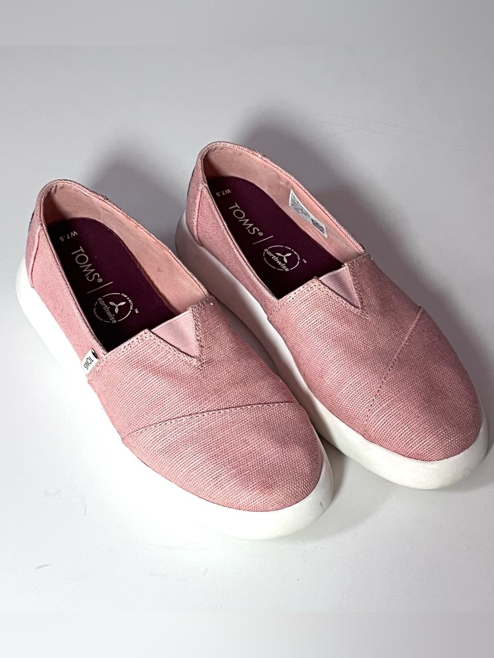 TOMS Alpargata Mallow Dust Pink Canvas Platform Slip On Shoes 7.5 10016740